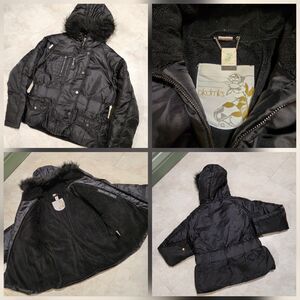 Akademiks Womens XL Black Puffer Faux Fur Hood Fleece Lined Full Zip Jacket